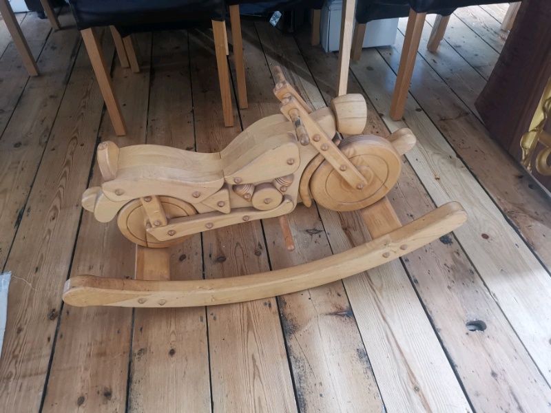 wooden motorbike rocking horse